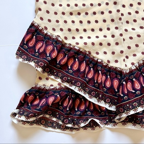 Anthropologie Maeve Tank Top Buteh Borders Paisley Ruffle Tiered Sz XS - Picture 2 of 7